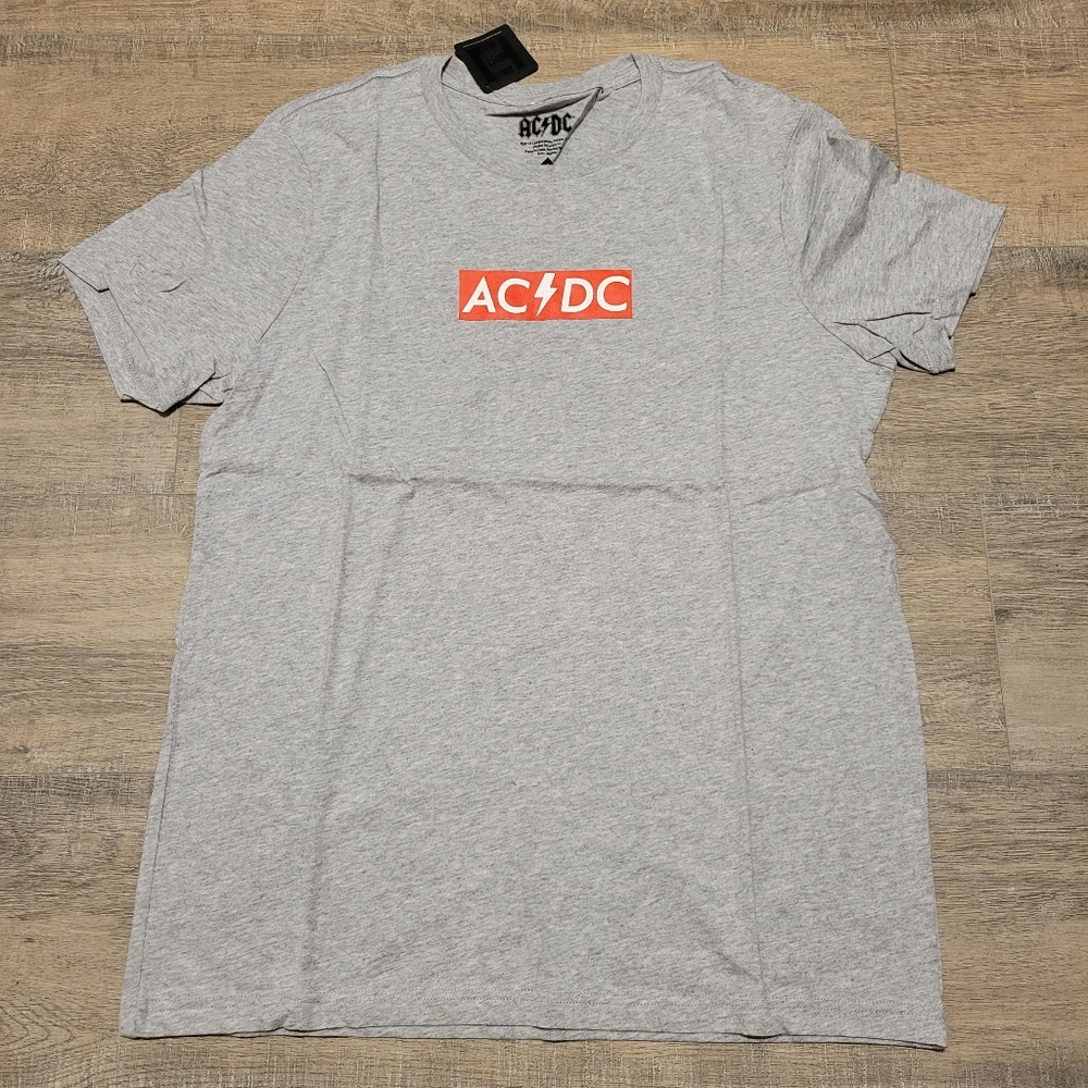 AC/ DC Logo Rock T-Shirt Heather Grey Size Medium New